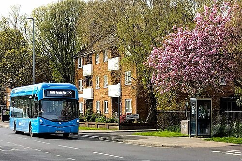 An electric bus in Southsea