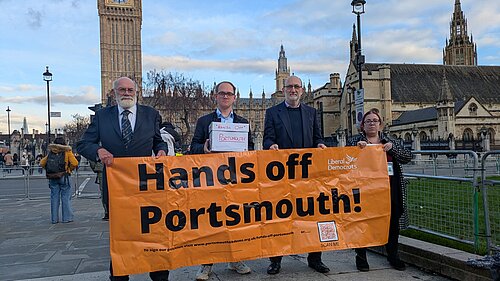 The Lib Dem team outside Westminster